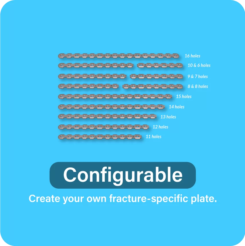 Configurable: Create your own fracture-specific plate.