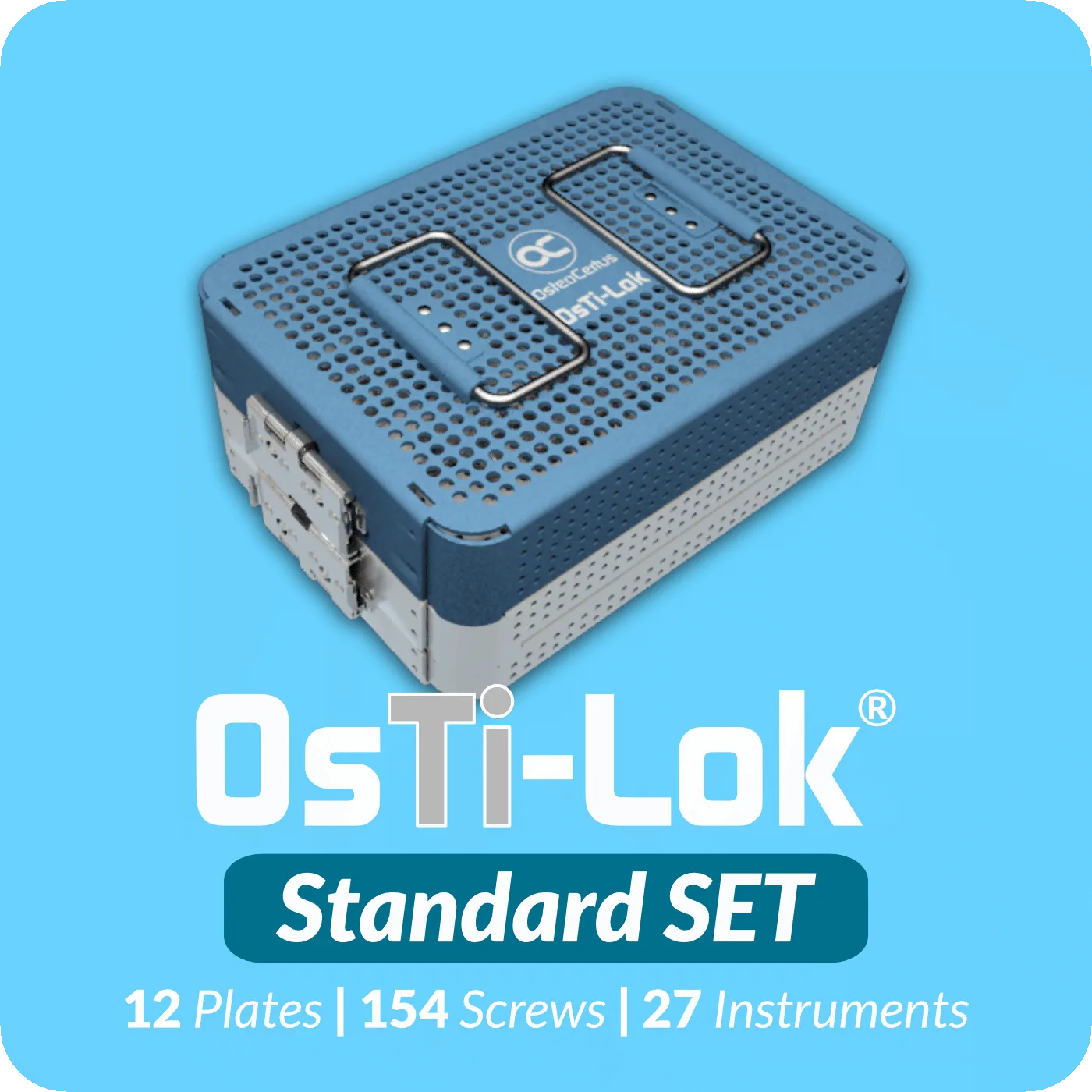 OsTi-Lok Fracture Standard Set. 12 Fracture Plates + 154 Screws + Instruments