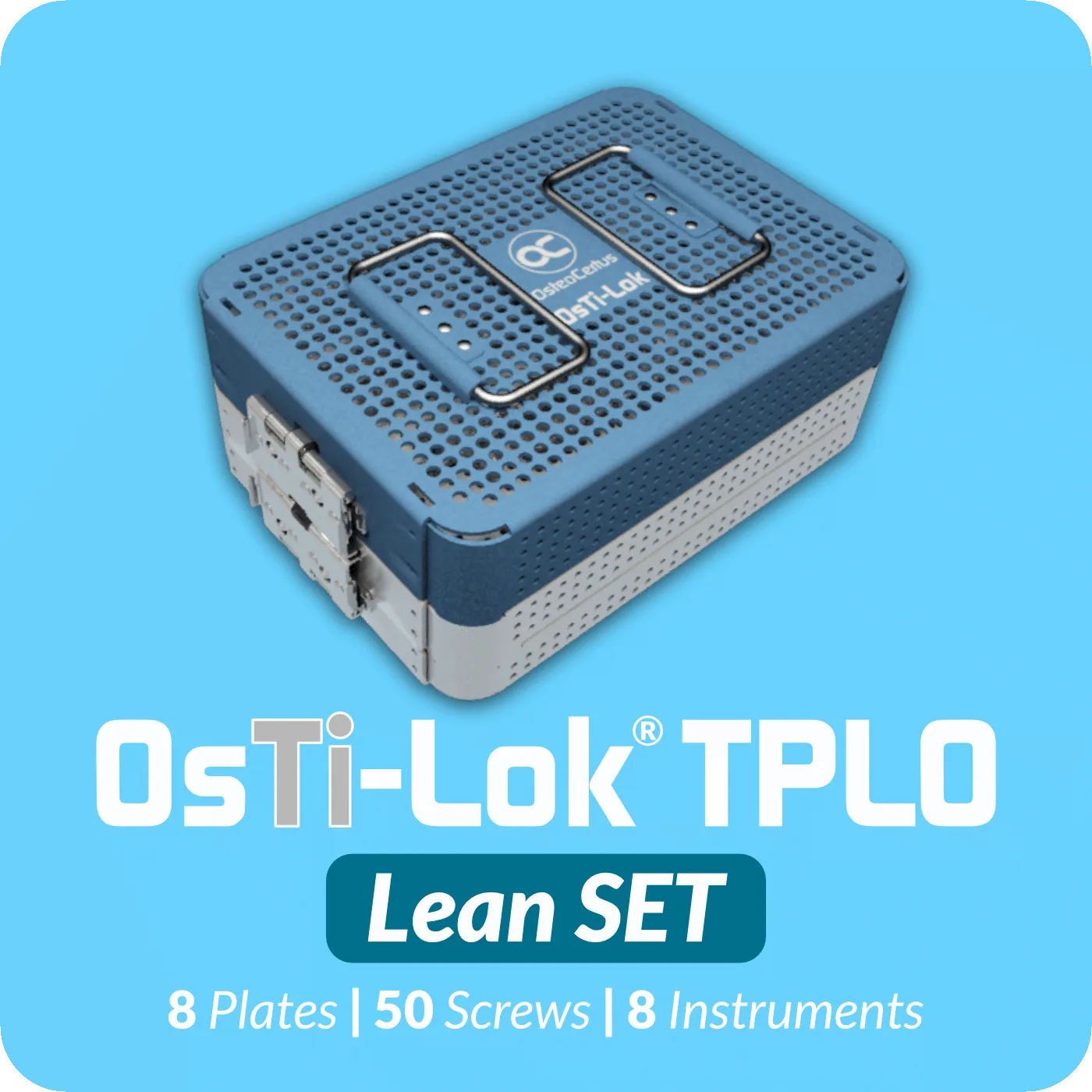 OsTi-Lok TPLO Lean Set. 8 TPLO Plates + 50 Screws + Instruments