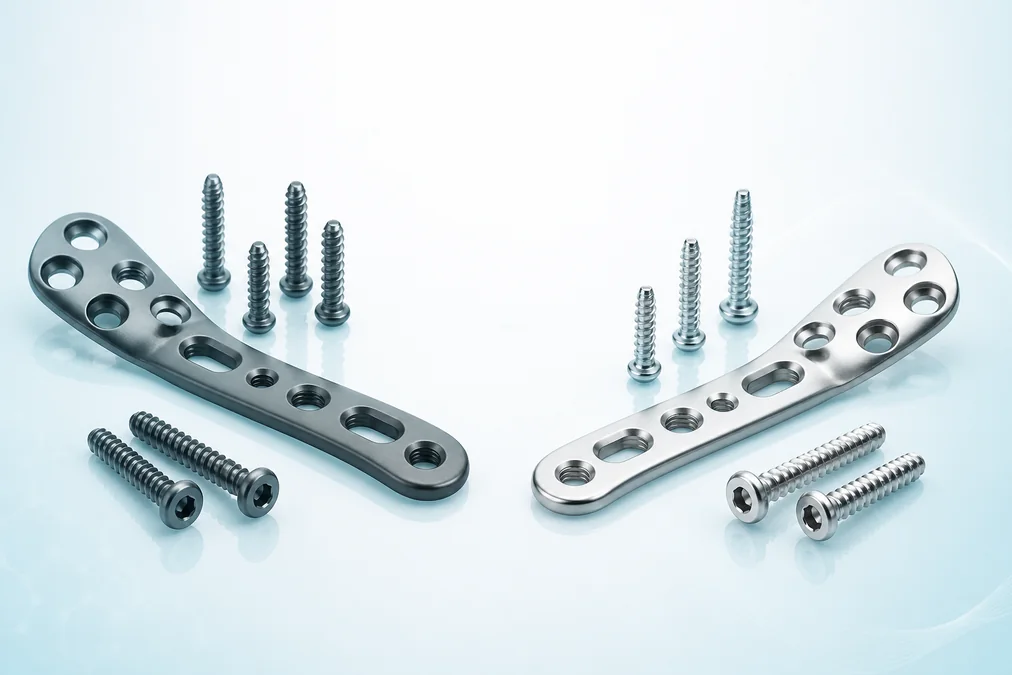 Titanium and stainless steel veterinary orthopedic plates and screws compared on a clinical background